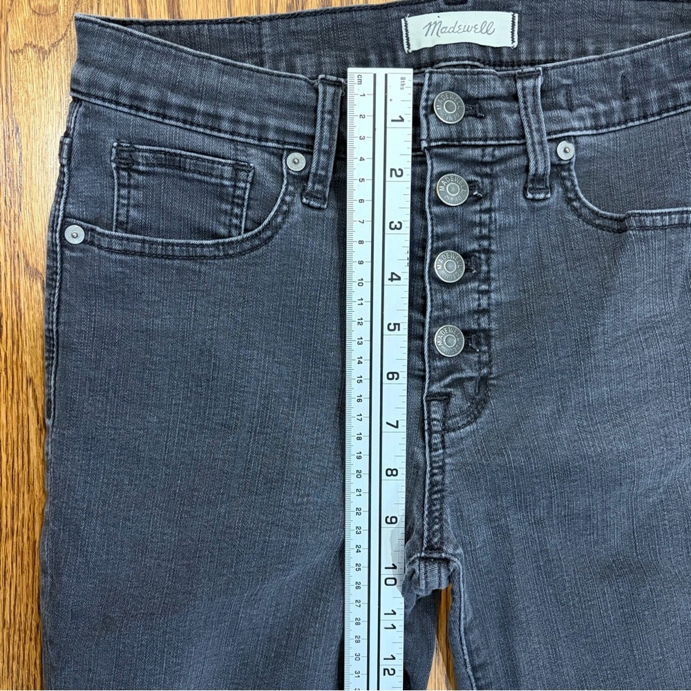 Madewell 9" High-Rise Skinny Raw Hem Black Wash Denim Jeans - Picture 9 of 14